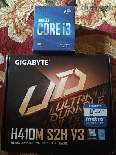 Core i3 10100f + h410m s2h v3 بحاله كسر الزيرو