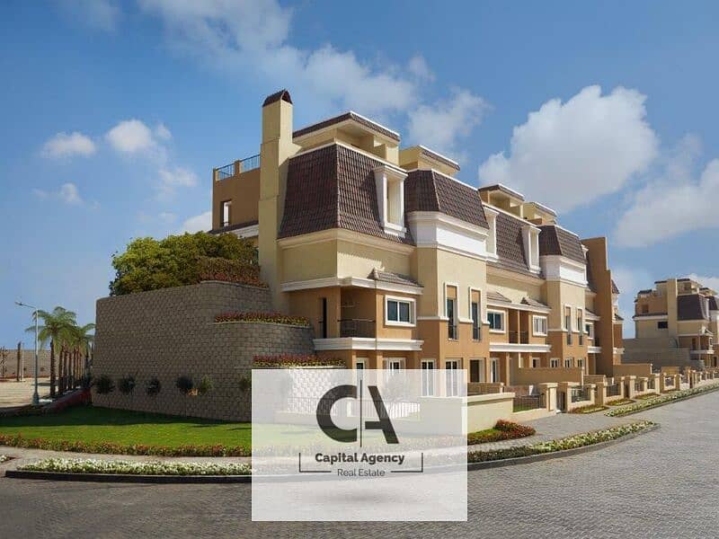 At cash price an apartment for sale 3 rooms A distinctive view of the landscape In Sarai Compound 0% down payment and installments for 12 years 0