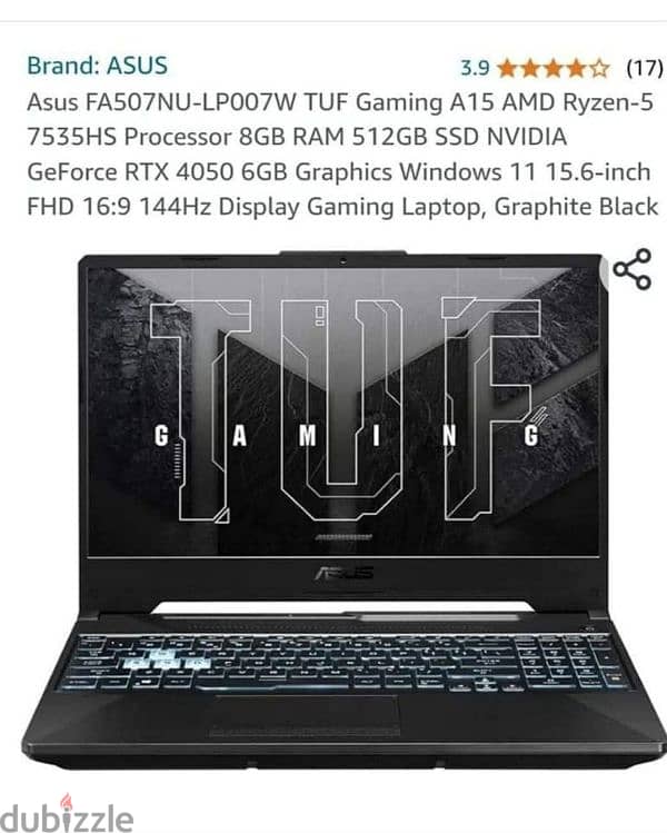 لاب توب asus tuf gaming A15 507 nu 1