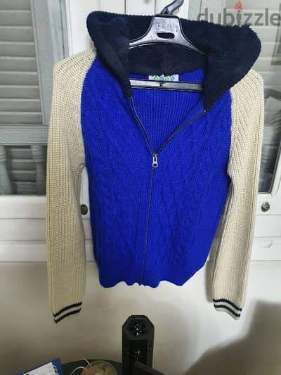 Heavy blue x beige wool jacket size 12 years