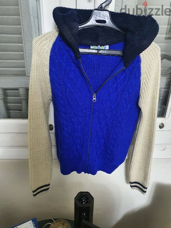 Heavy blue x beige wool jacket size 12 years 0