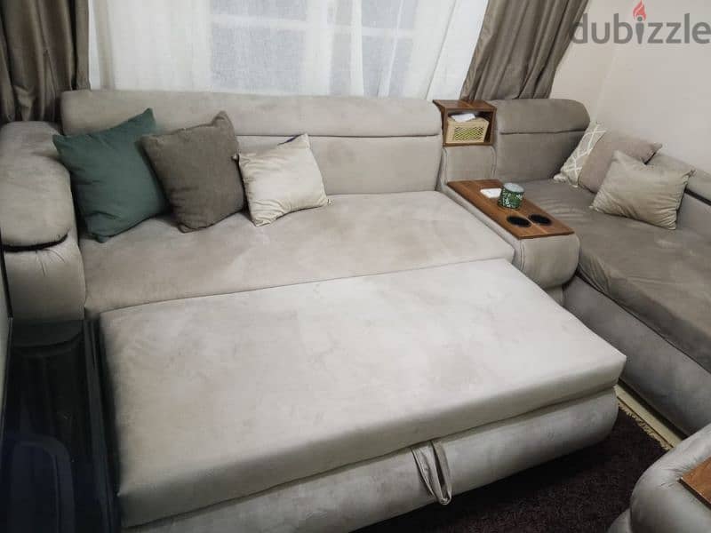 L shaped couch and bed 1