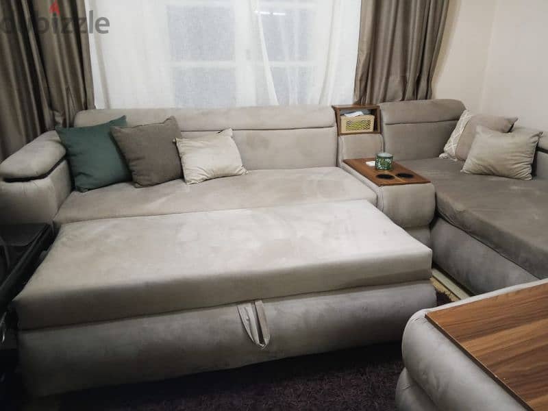 L shaped couch and bed 2