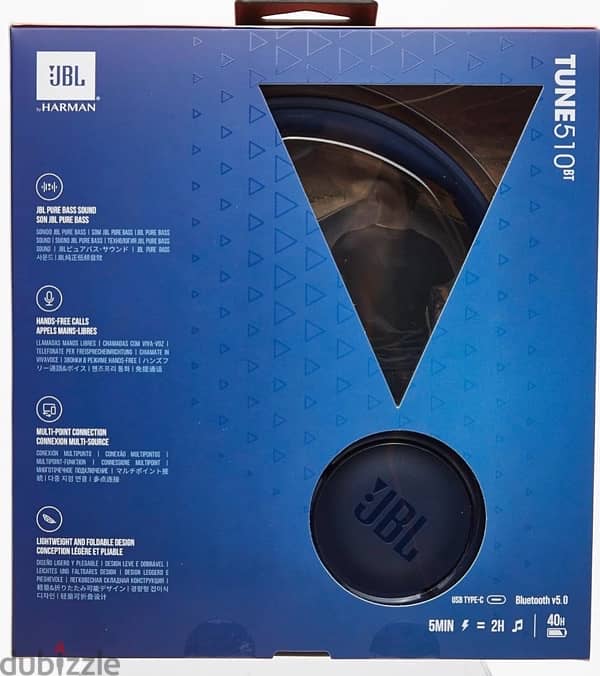 سماعات رأس موديل تيون 510 من جيه بي ال - لون ازرق JBL Tune 510 BT 1