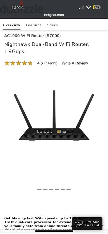 Router NETGEAR NIGHTHAWK model: R7000 1