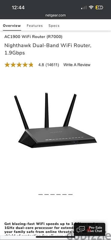 Router NETGEAR NIGHTHAWK model: R7000 2