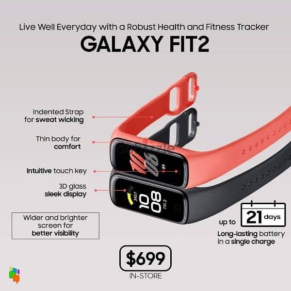 Samsung Galaxy Fit2 with 3 Straps 1