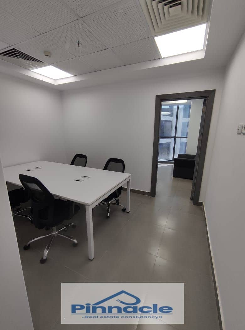 Office for rent in the administrative capital, fully furnished with air conditioners, 64 square meters 0