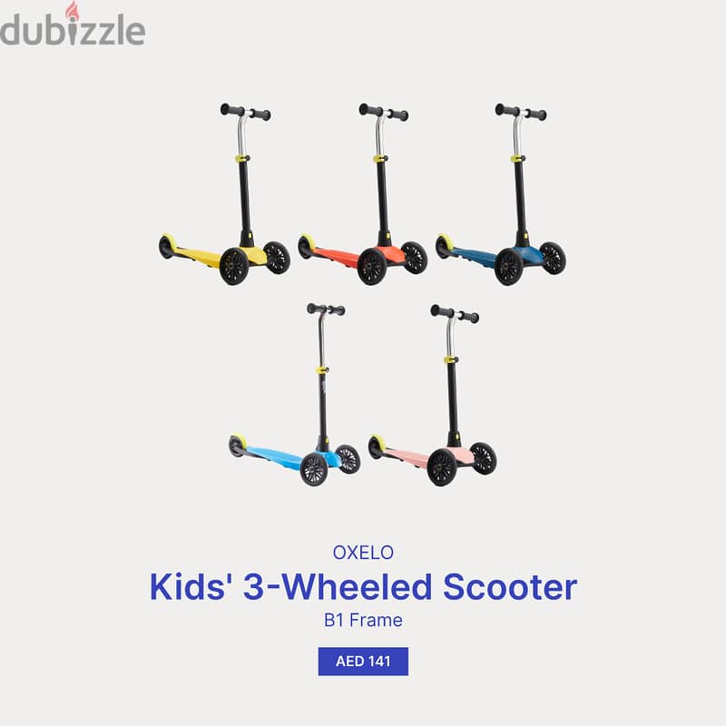 Kids' 3-Wheeled Scooter B100- Red سكوتر ديكاتلون للاطفال 1