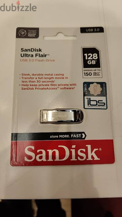 فلاش ميمورى 128 جيجا Sandisk Ultra USB3 متبرشمة