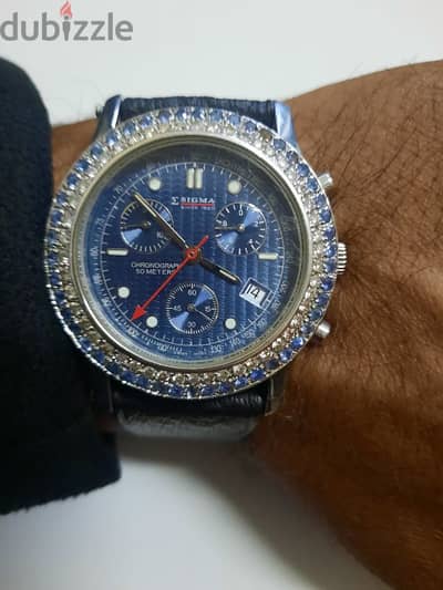 Sigma Original Chronograph Swiss Watch with Real Diamond