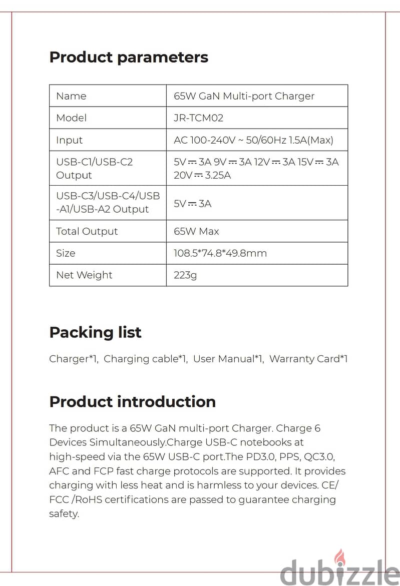 Joyroom Charging Hub Station JR-TCM02 65W Multi-port Charger 4