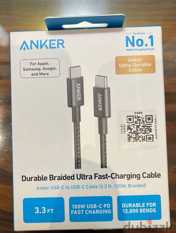 anker type c to type c cable 100w 0