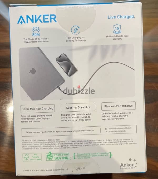 anker type c to type c cable 100w 1