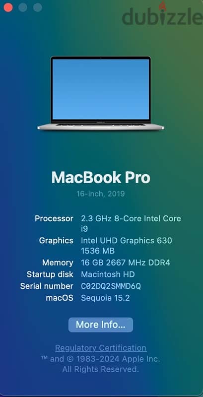 2019 MacBook Pro Core i9 1TB 16GB Ram 1