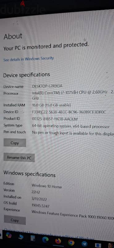 للبيع علي عيبه Dell g5 5500 i7 gen 10th rtx 2070 7