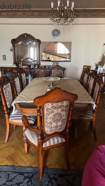 Dinning Room 8 chairs Set- سفرة كاملة نيش و بوفيه - ٨ كراسي - مستوردة