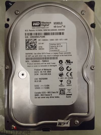 هارد ديسك ساتا hdd disk sata 80giga