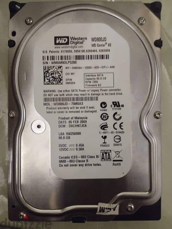 هارد ديسك ساتا hdd disk sata 80giga 0