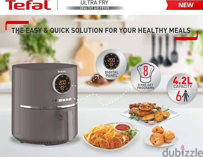 Tefal Ultra Fry Digital Air Fryer, 4.2 Liters, 8 Programs, 4