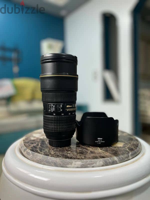 لينس 24/70 f2.8 Vr2 كامل بالكرتونة والكابات والهوود حالة زيرو 0