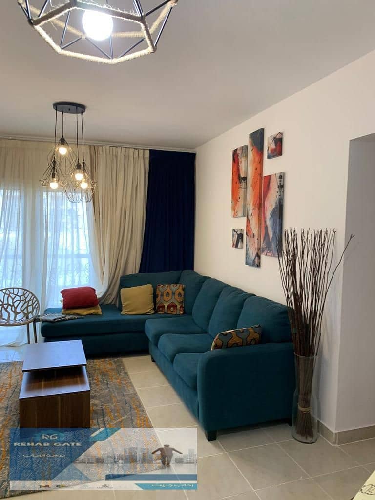 For rent in Al Rehab, a 112-square-meter furnished apartment, ground floor, with a 50-square-meter garden, in a prime location 0