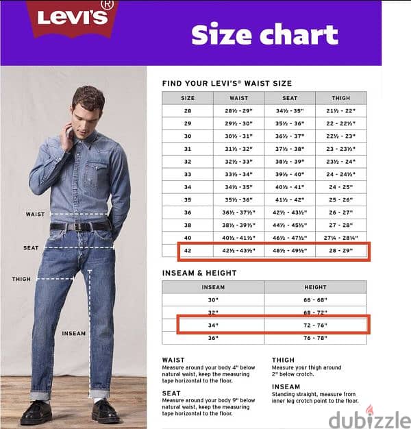 بنطلون جينز رجالي ماركه Levi's 501اورجينال جديد مقاس 42 2