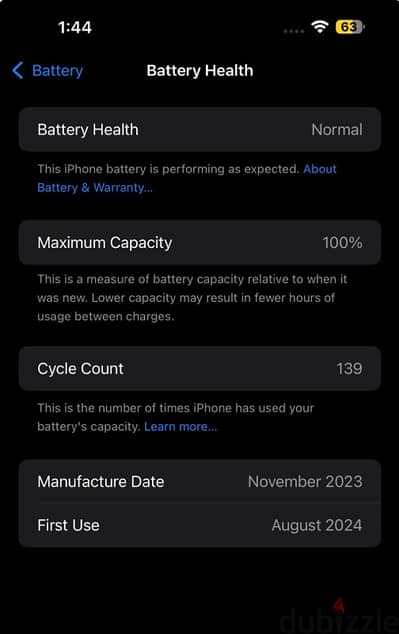 iPhone 15 pro max battery 100%