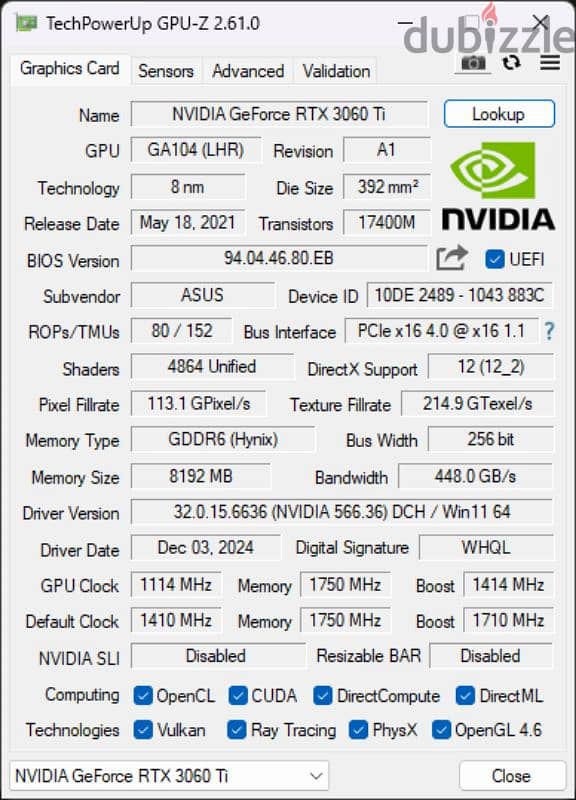 Asus rtx 3060 ti 5