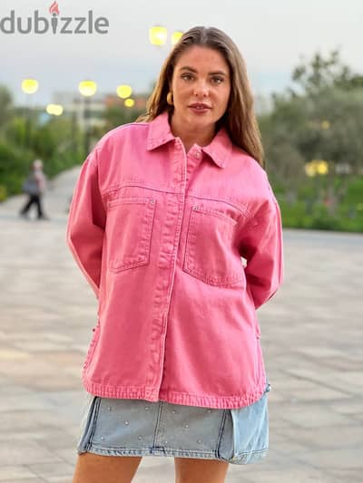 Oversized Pink Denim Jacket: A Stylish Touch of Comfort