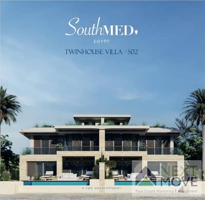 Twin house for sale in installments in South Mid with a sea and lagoon view, with an area of ​​233 square meters