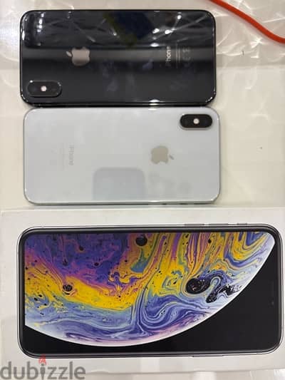 2 mobile   iPhone XS 256  and 1 iPhone X 128 without charger