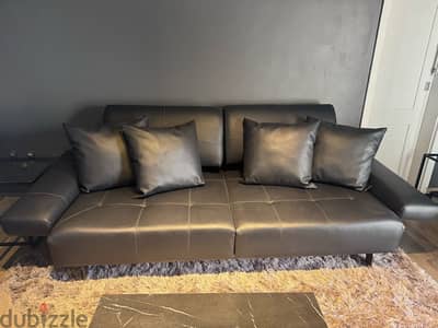 New Black Leather Sofa