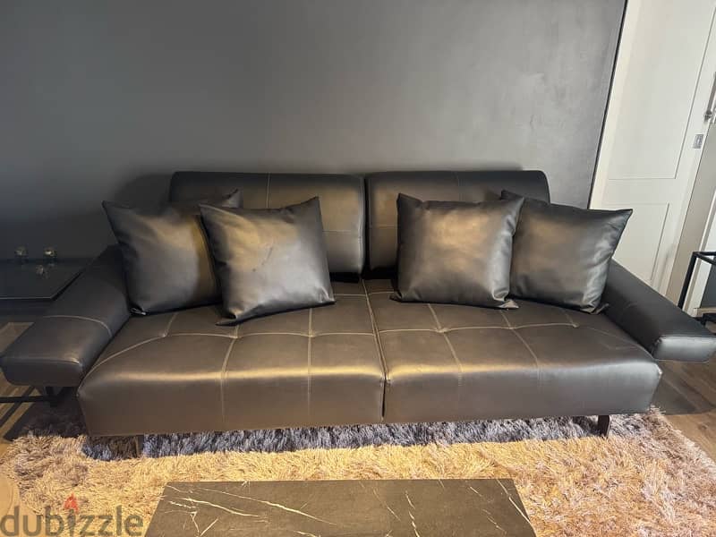 New Black Leather Sofa 0