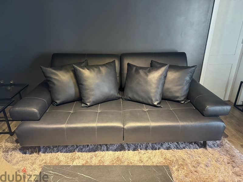 New Black Leather Sofa 1