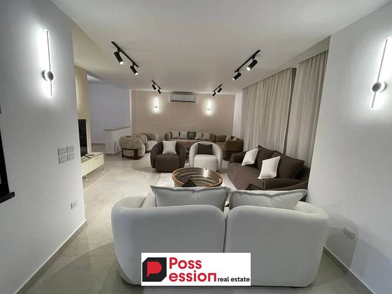 3-bedroom apartment with a distinctive area and a landscape view for sale in installments over 8 years in Sarai Compound next to Madinaty - sarai 0