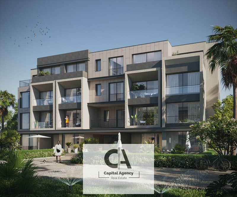 Installments over 10 years, fully finished apartment in an excellent location in the heart of October, in PX Palm Hills, next to The Crown, 34% cash d 0