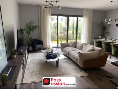 Finished apartment for sale in Palm Hills New Cairo, New Cairo, minutes from the American University - ground floor with garden, two bedrooms,