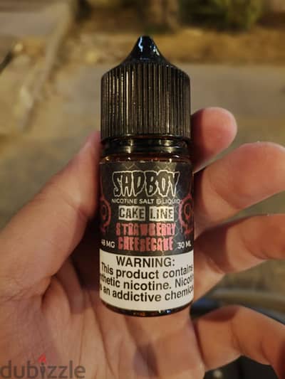 E-liquid. Sad boy strawberry cheesecake. 50mg nicotine