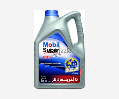 زيت محرك سوبر 15w-50 من موبيل - 4 لتر مع 1 لتر اضافي Mobil Super XHP