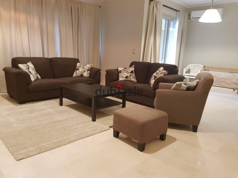 For rent, a ground floor apartment in Garden Village Gate Compound, fully furnished, ultra super deluxe furniture, bargain price 0