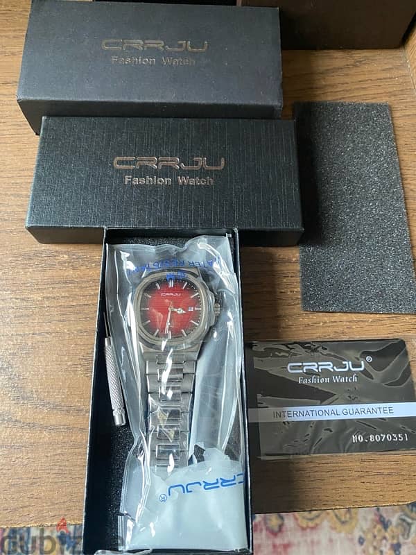 ساعة رجالي CRRJU Bloody Red watch with box 0