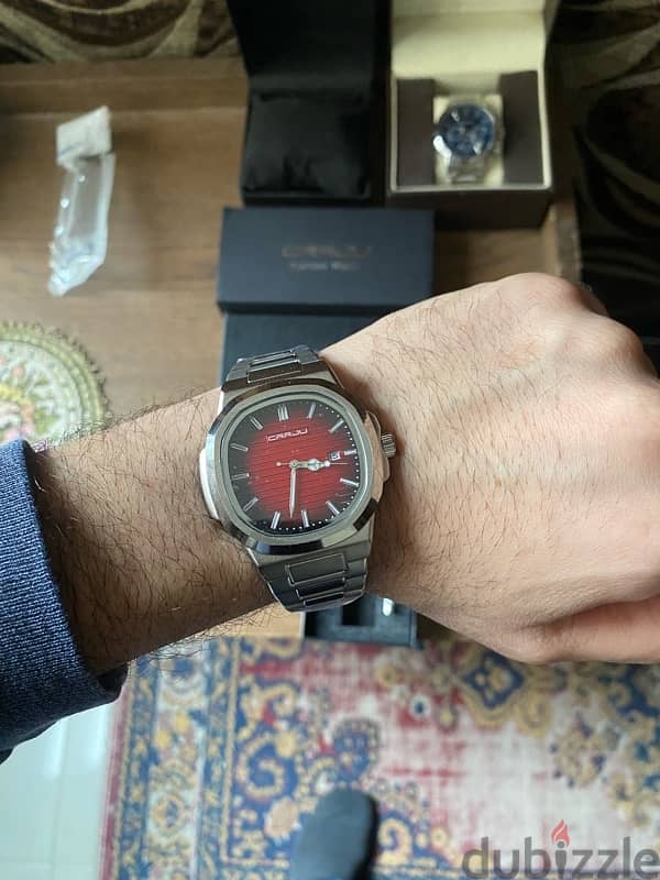 ساعة رجالي CRRJU Bloody Red watch with box 1