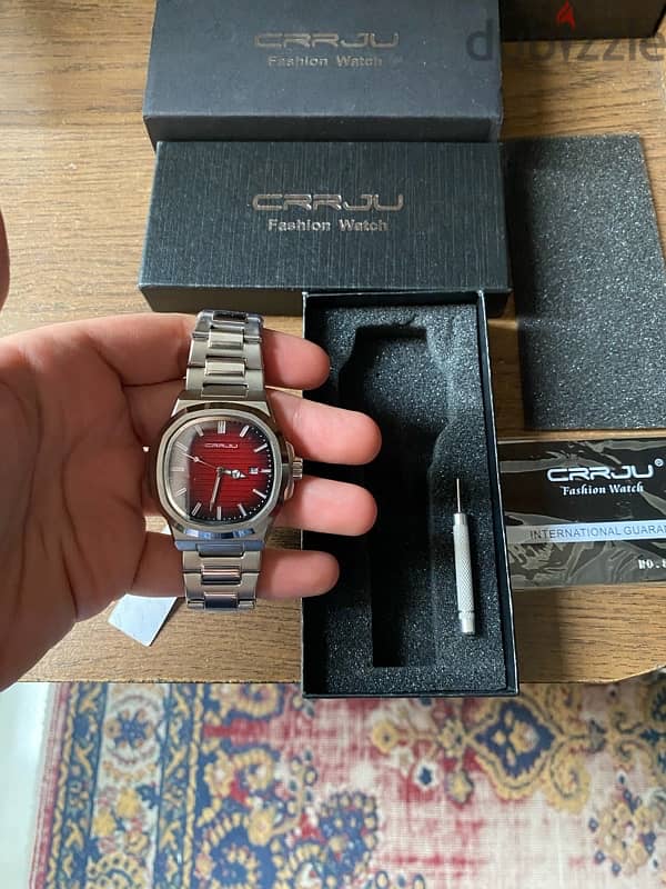 ساعة رجالي CRRJU Bloody Red watch with box 3