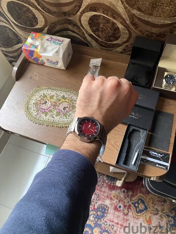 ساعة رجالي CRRJU Bloody Red watch with box 5