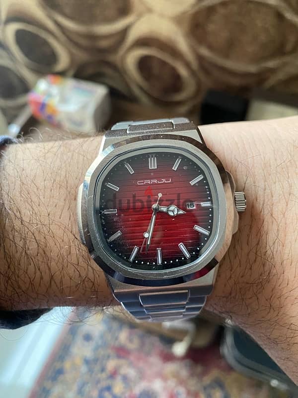 ساعة رجالي CRRJU Bloody Red watch with box 6