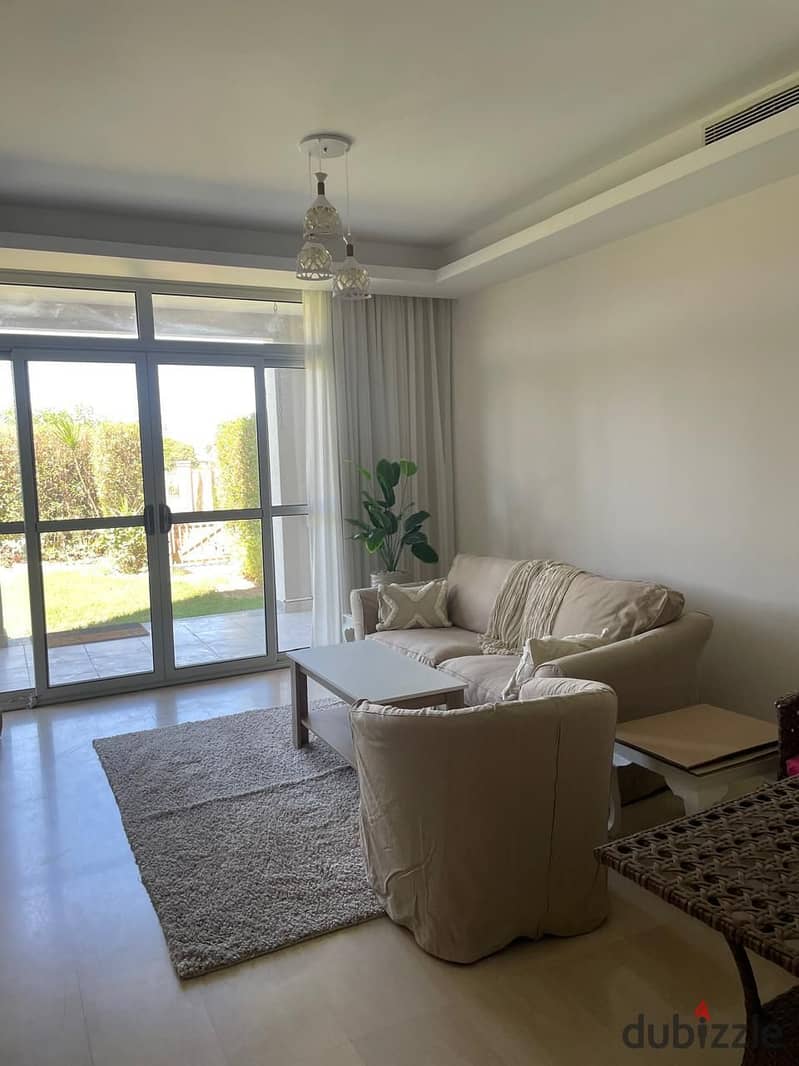 furnished Apartment with garden 2 rooms rent Compound Cairo Festival City CFC 0