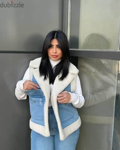 Fur Jeans Winter Vest Jacket - جاكيت جينز فرو