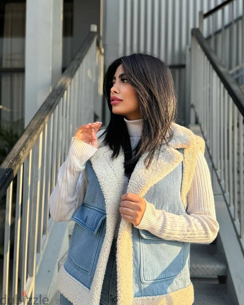 Fur Jeans Winter Vest Jacket - جاكيت جينز فرو 7