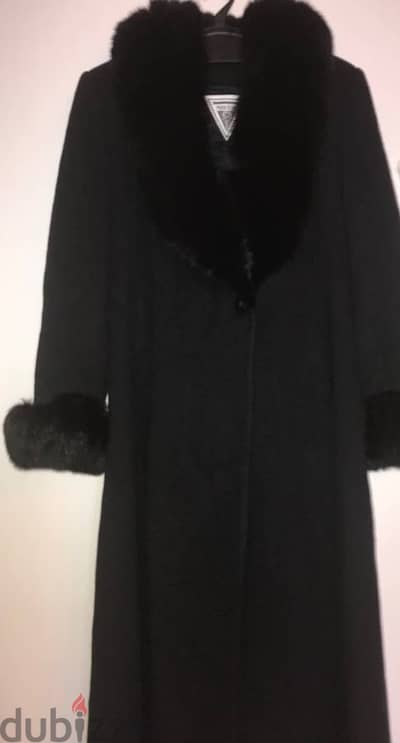 black Lamb wool coat by Marvin Richards, معطف صوف طبيعي أسود